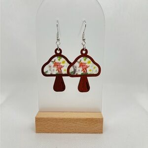 Mushroom Shaped Earrings with Floral Design